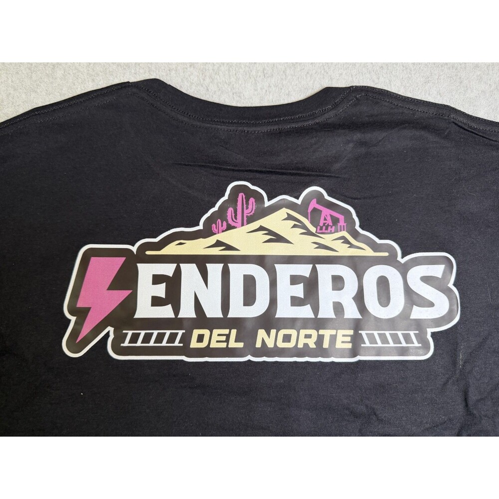 Enderos Del Norte Men's Black Graphic T-Shirt Short Sleeve Round Neck Large